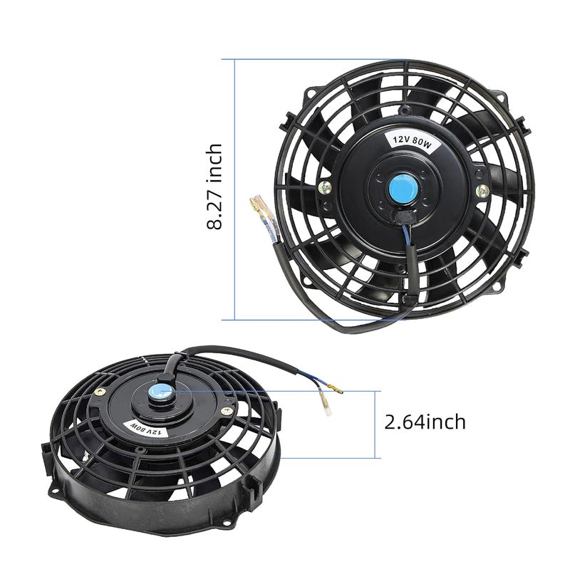 GESEXI 7 Inch Slim Fan Push Pull Electric Radiator Cooling Fan Universal High Performance 12V 80W Motor with Fan Mounting Kit (Black) - Image 4